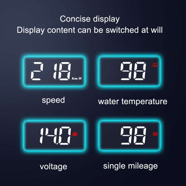 Wireless Car OBD Speed Water Temperature Raising Instrument Panel HD Projector