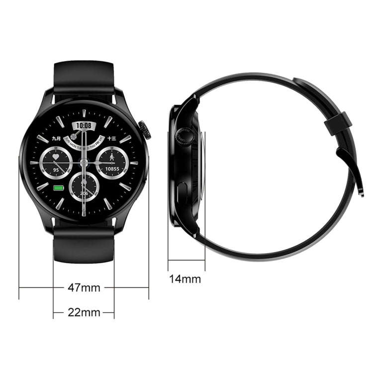 HD3 1.32 Inch Heart Rate Monitoring Smart Watch with Payment Function(Black Leather)