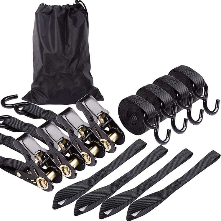 Motorcycle Car Fixed Cargo Ratchet Straps Trailer Tensioner(4 Straps+1 Storage Bag)