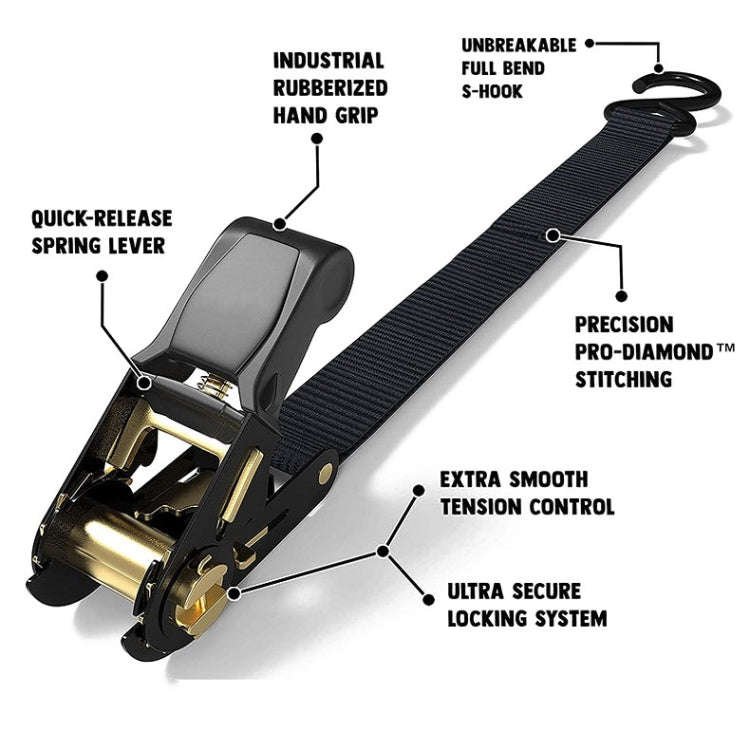 Motorcycle Car Fixed Cargo Ratchet Straps Trailer Tensioner(4 Straps+1 Storage Bag)
