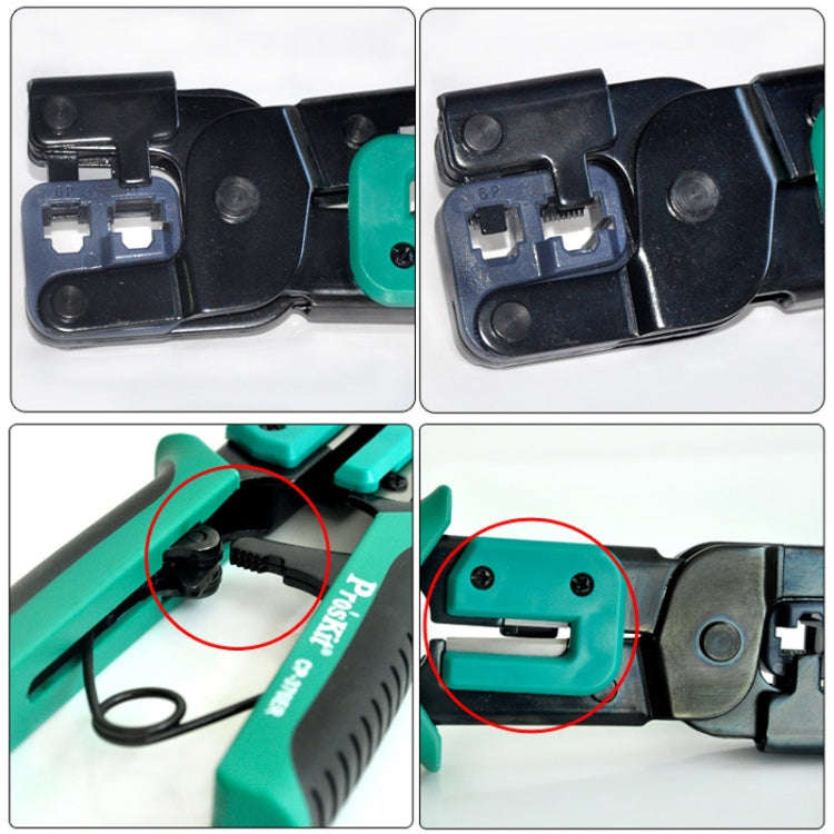 ProsKit Dual-purpose 6/8P Iron Handle Network Ratchet Crimping Plier(CP-376ER)