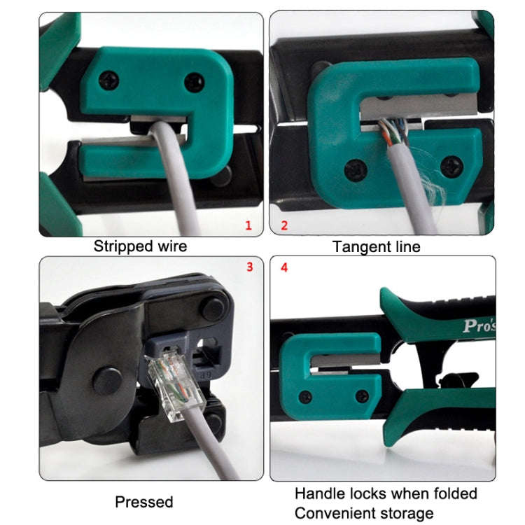 ProsKit Dual-purpose 6/8P Iron Handle Network Ratchet Crimping Plier(CP-376ER)