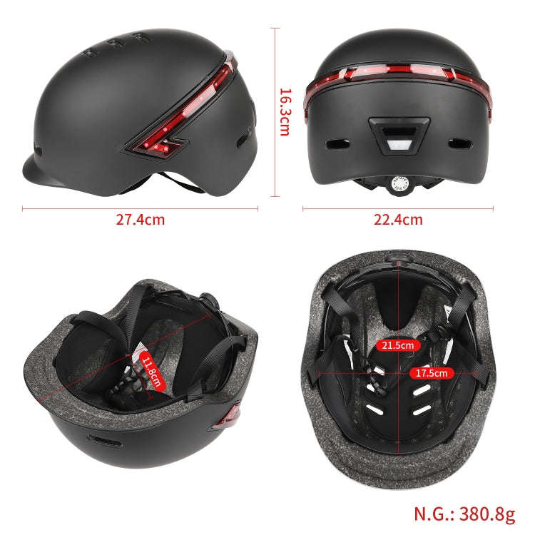 Cycling Helmet Ultralight Bicycle Helmet with Warning Light Remote Control(Black)