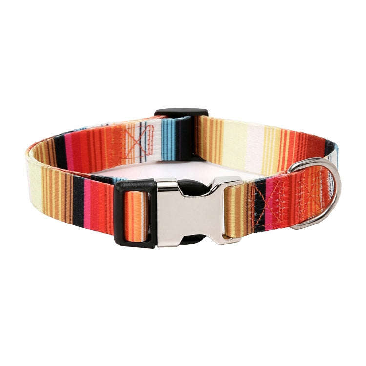 Pet Ethnic Style Polyester Cotton Print Pattern Collar, Size: S: 1.5x27-43cm(Orange Stripe)