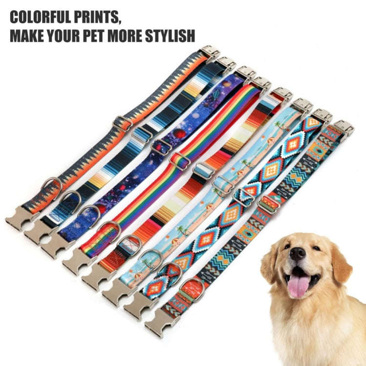 Pet Ethnic Style Polyester Cotton Print Pattern Collar, Size: S: 1.5x27-43cm(Summer Beach)