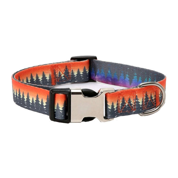 Pet Ethnic Style Polyester Cotton Print Pattern Collar, Size: XL: 2.5x43-71cm(Aurora Forest)