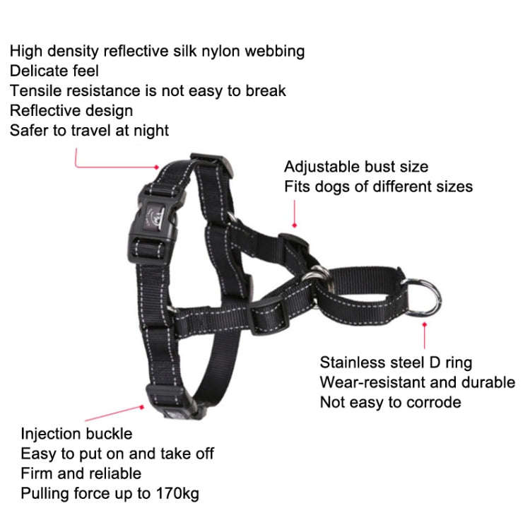Glow Castle Pet Reflective Nylon Prevent Running Wild Chest Strap, Size: M(Rose Red)