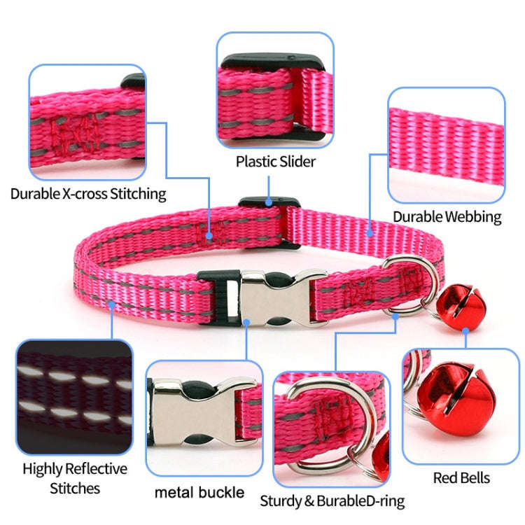 2 PCS Night Reflective Nylon Cat Collar With Bell, Size: XS 1.0x19-30cm(No Carving Green)