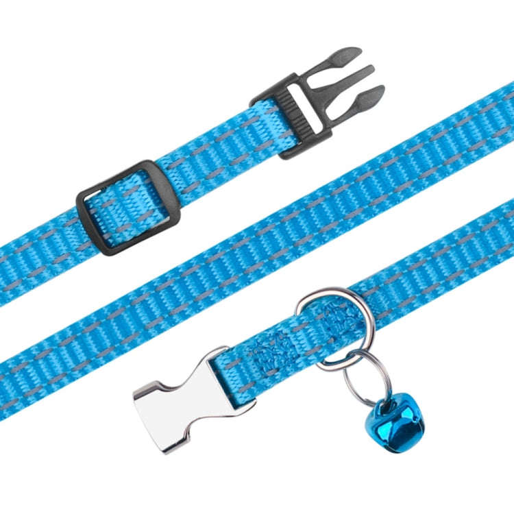 2 PCS Night Reflective Nylon Cat Collar With Bell, Size: XS 1.0x19-30cm(No Carving Black)