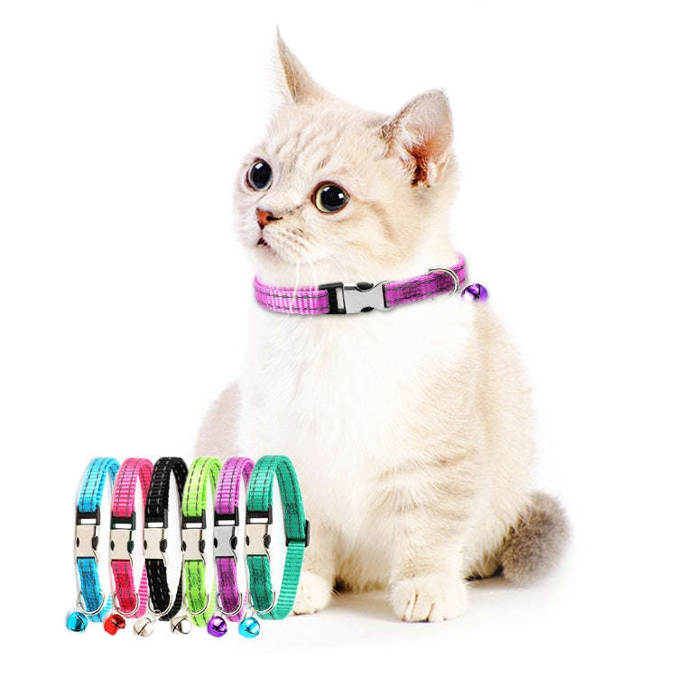 2 PCS Night Reflective Nylon Cat Collar With Bell, Size: XS 1.0x19-30cm(No Carving Purple)