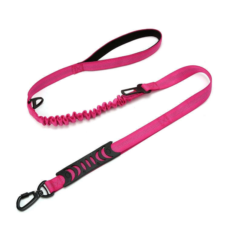 Elastic Reflective Car Dual-purpose Dog Leash(Rose Red)