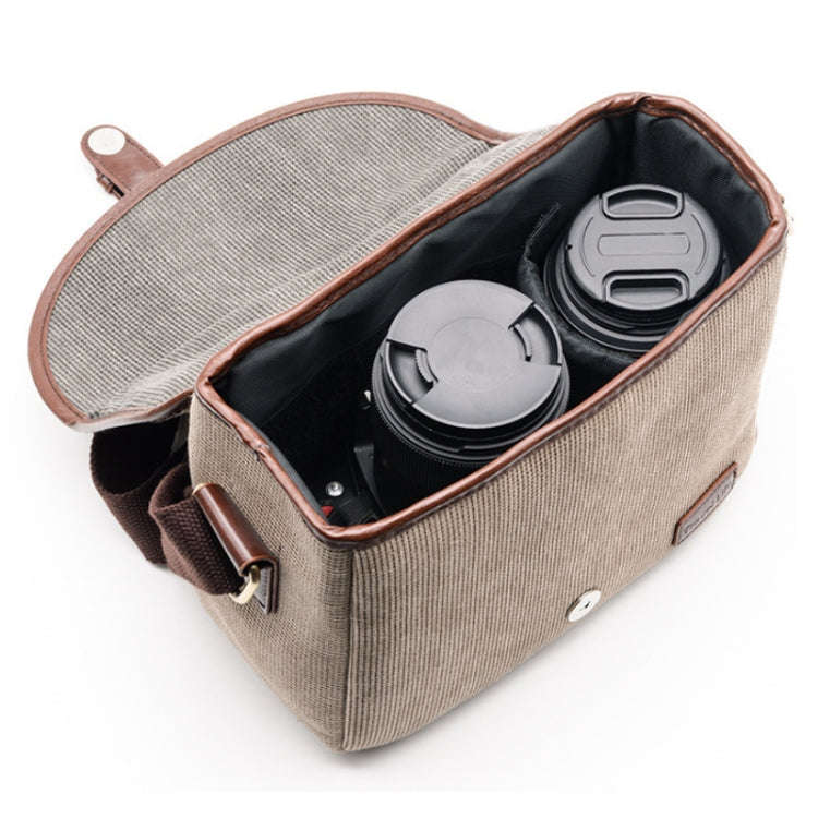 Casual SLR Camera Canvas Crossbody Bag(Khaki)