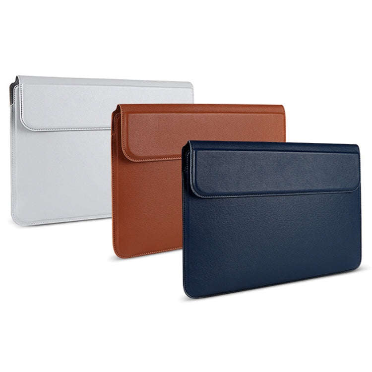 PU08DZ Leather Laptop Liner Bag with Stand Function, Size: 14.1-15.4 inches(Cowhide Yellow)