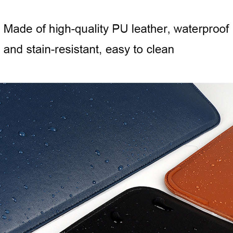 PU08DZ Leather Laptop Liner Bag with Stand Function, Size: 14.1-15.4 inches(Cowhide Yellow)