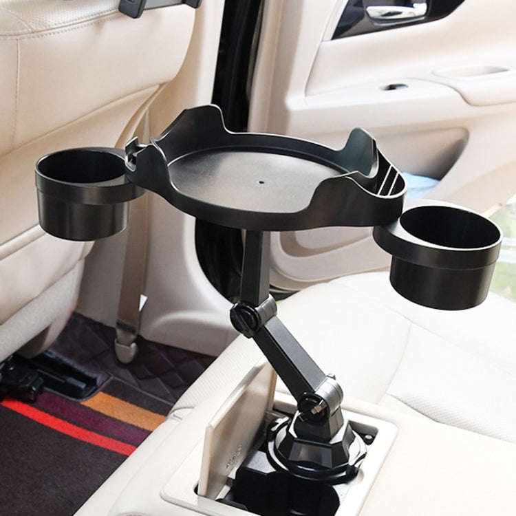 Car Water Cup Holder Dinner Plate Rack Rotatable Mobile Phone Holder(Black)