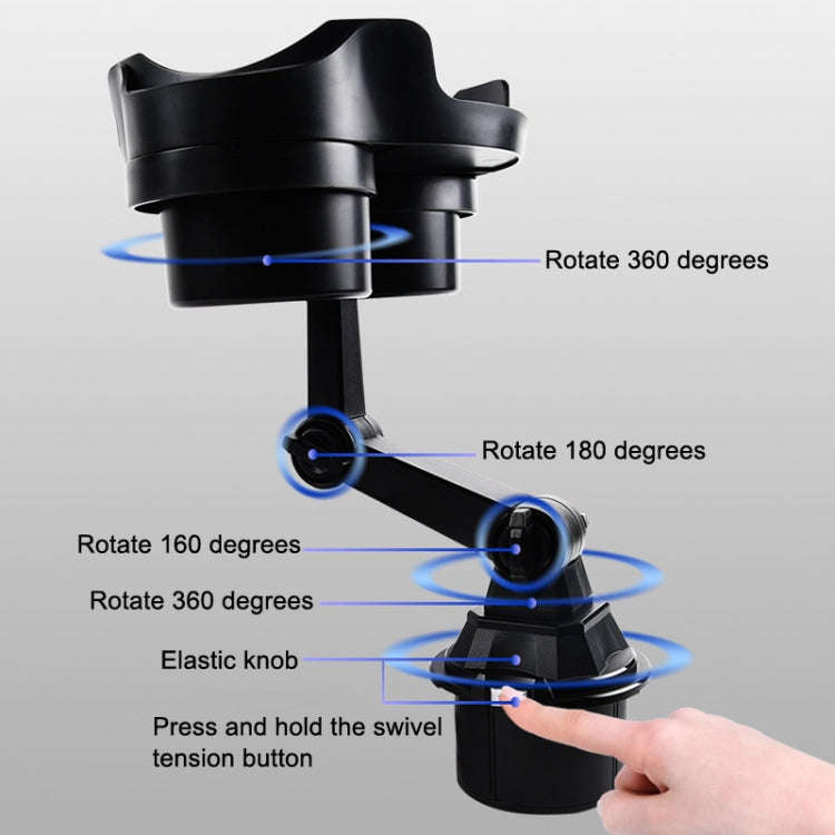 Car Water Cup Holder Dinner Plate Rack Rotatable Mobile Phone Holder(Black)