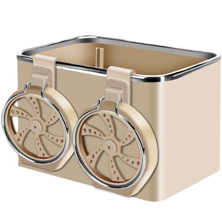 Car Paper Box Hanging Armrest Box Storage Box Cup Holder(Beige Double Cup)