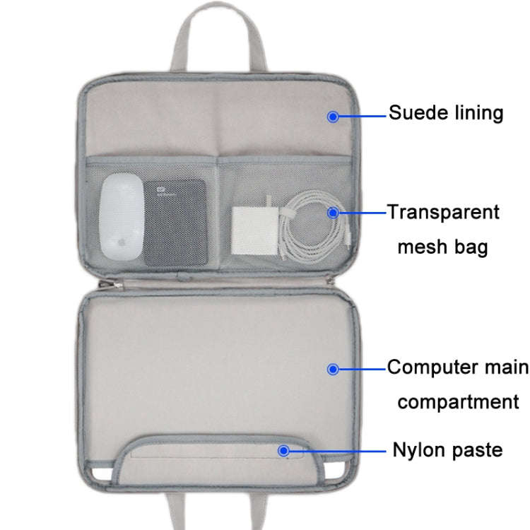 Baona BN-Q006 PU Leather Full Opening Laptop Handbag For 11/12 inches(Gray+Power Bag)