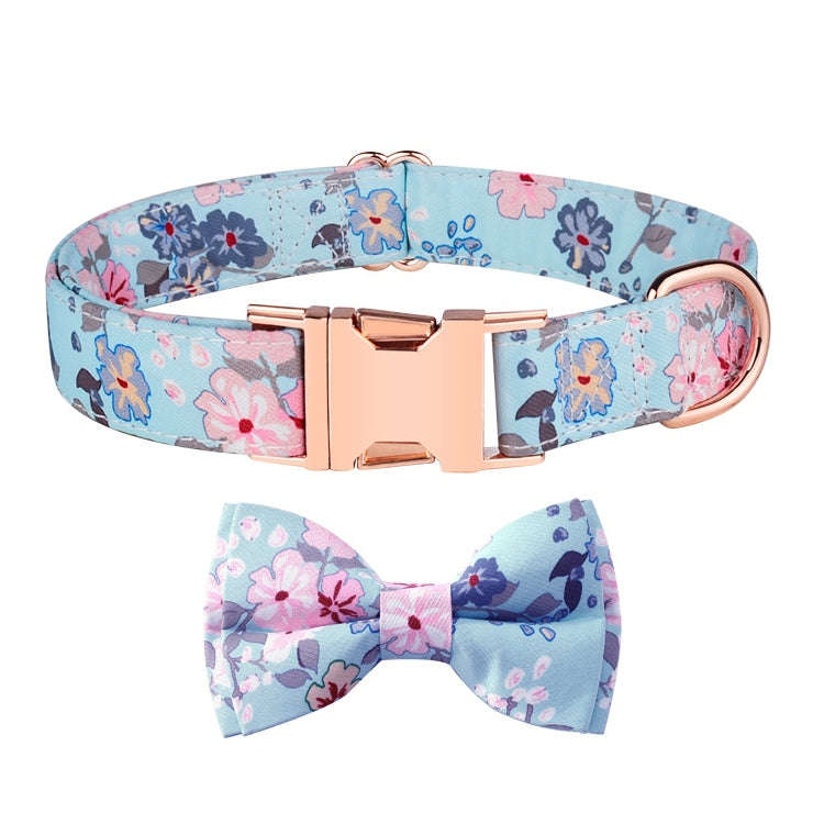 Rose Gold Buckle Pet Detachable Bow Collar, Size: XL 2.5x43-70cm(Blue Bellland)