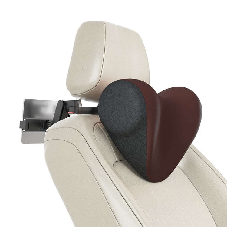 A09 Car Seat Headrest Memory Foam Comfortable Neck Pillow, Style: With Stand  (Coffee)