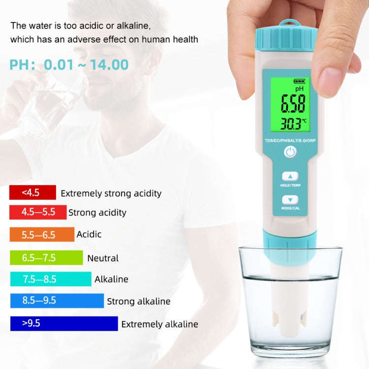 C-600A 7 In 1 Temperature/Salinity/PH/TDS/EC/ORP/SG Monitoring Pen(without Battery and Powder)