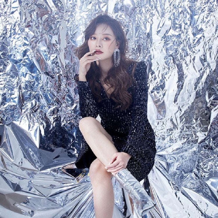 Photo Background Paper Wrinkled Reflective Tin Foil Paper, Specification: Reflective Paper 1x5m