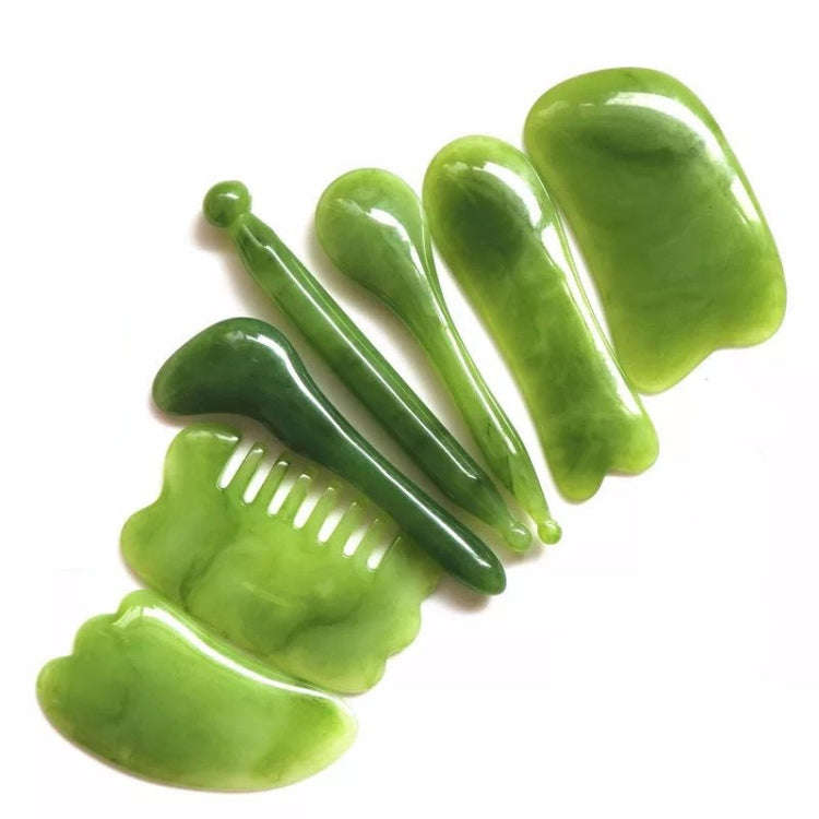 7PCS/Set Facial Tendon Stick Facial Scraping Board Meridian Acupuncture Pen, Shape: Green