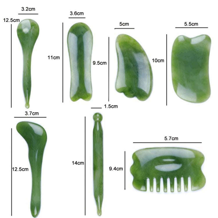 7PCS/Set Facial Tendon Stick Facial Scraping Board Meridian Acupuncture Pen, Shape: Green