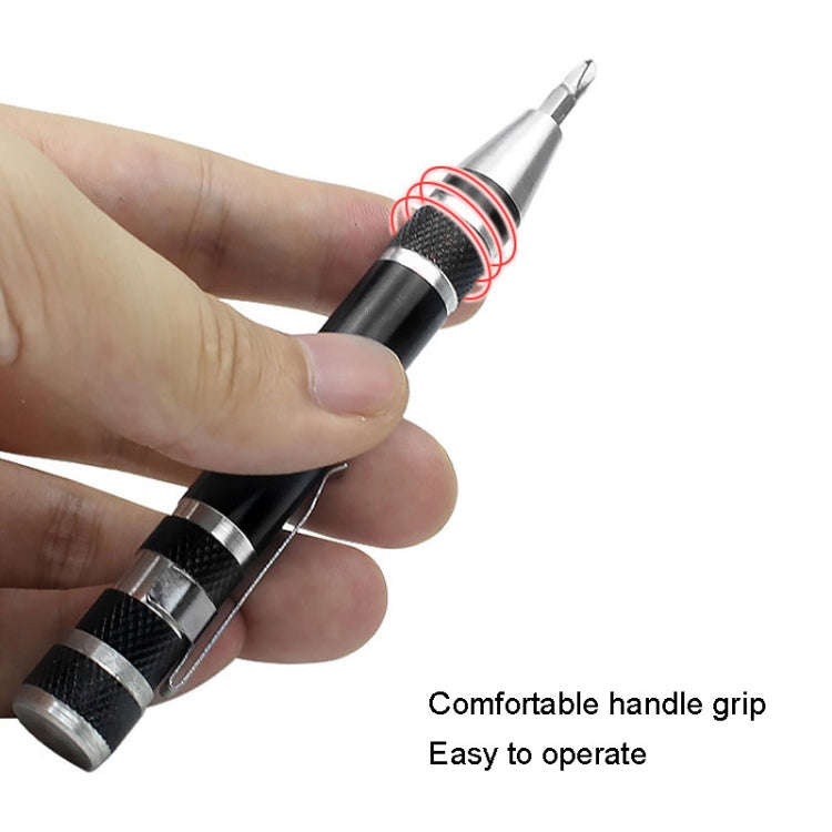 8 In 1 Screwdriver Aluminum Alloy Combination Disassembly Pen Repair Screwdriver(Red)