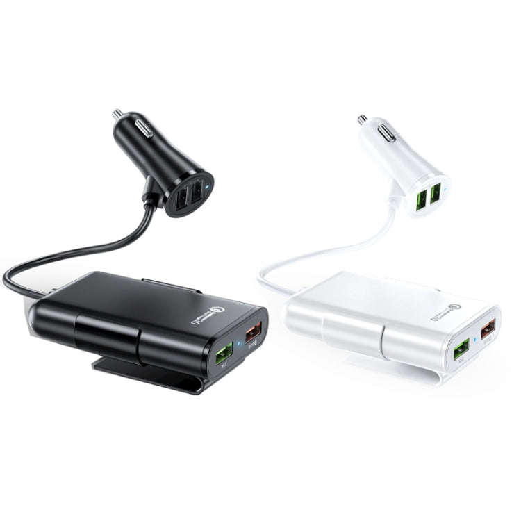 2PCS QC3.0 Four Ports Fast 5V 8A Car Charger Back Seat Charger(Black)