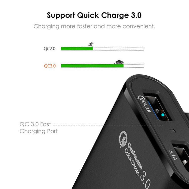 2PCS QC3.0 Four Ports Fast 5V 8A Car Charger Back Seat Charger(Black)