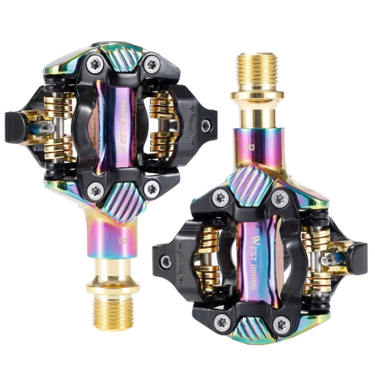 WEST BIKING Mountain Bike Self-locking Lightweight Aluminum Alloy Pedal(Colorful)