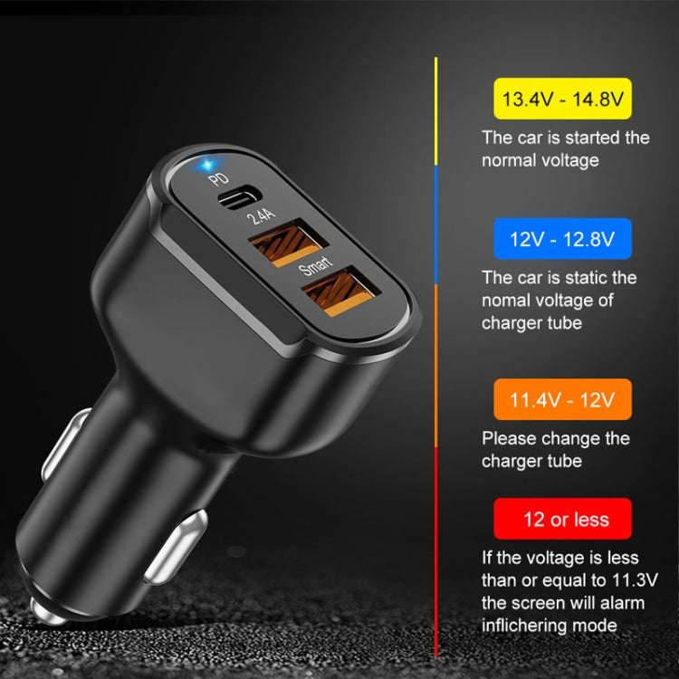 PD+2.4A Dual USB Car Charger, Style: 3 Ports (White)