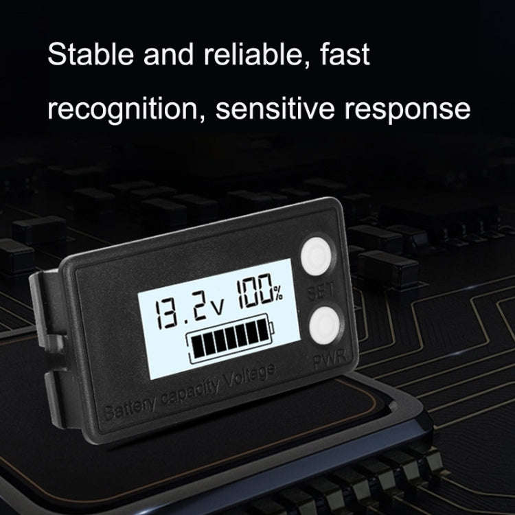Waterproof LCD Two-wire Lead-acid Lithium Battery Digital Display Voltage Meter 8-100V (White)