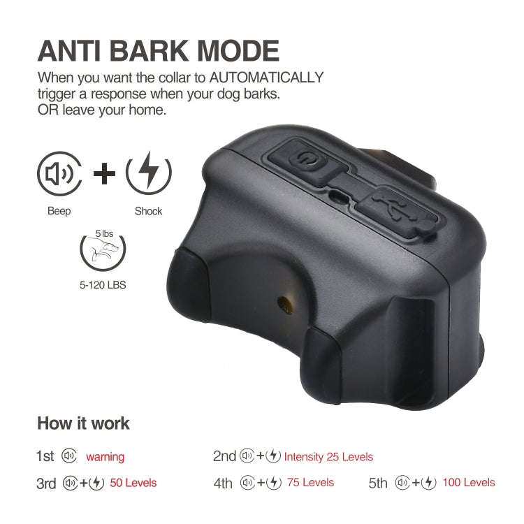 Pet Collar Trainer Rechargeable Automatic Bark Stop(Black White Spots)