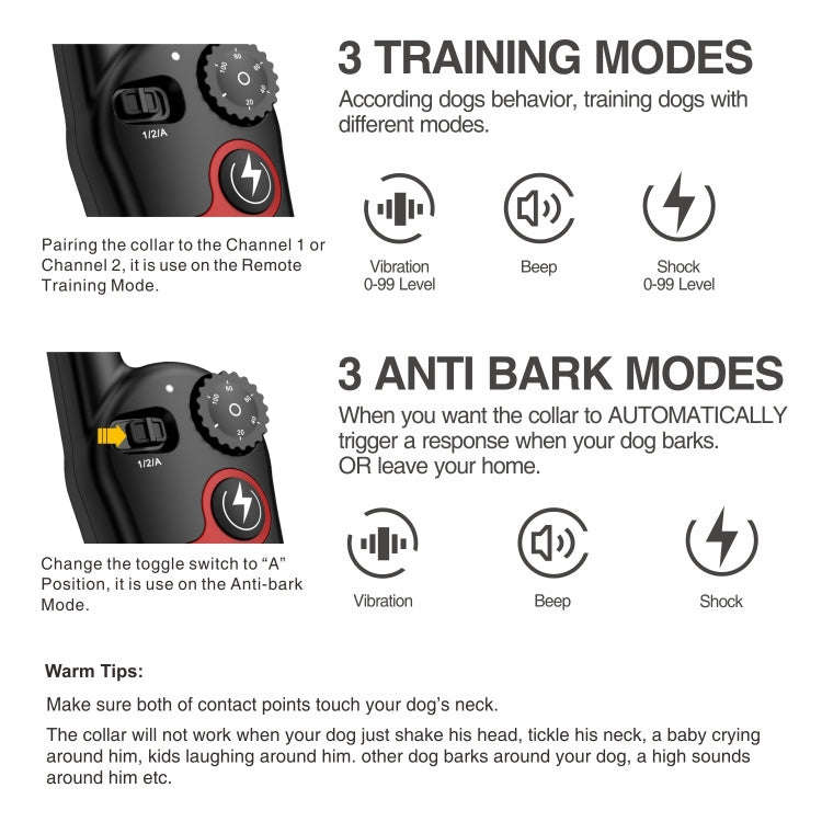 Remote Control Trainer Dog Collar Automatic Barking Stopper, Specification: 1 Drag 2 Red+Orange