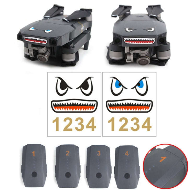 3 Sets Drone Shark Emoticon Body Sticker Battery Sticker(Blue Black)