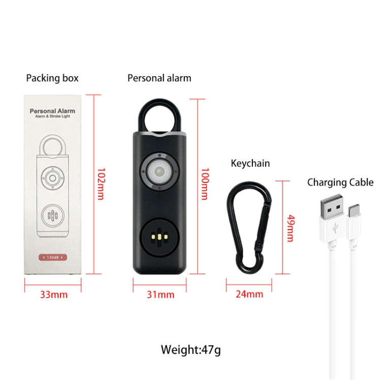 Anti-wolf Alarm Rechargeable Female Student Self-defense Keychain(White)