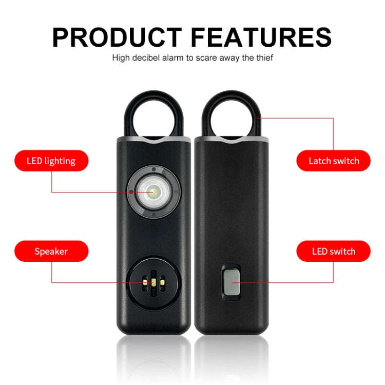 Anti-wolf Alarm Rechargeable Female Student Self-defense Keychain(Black)