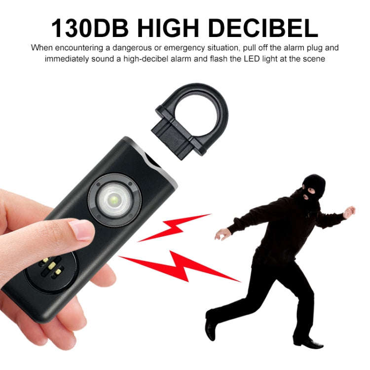 Anti-wolf Alarm Rechargeable Female Student Self-defense Keychain(Black)