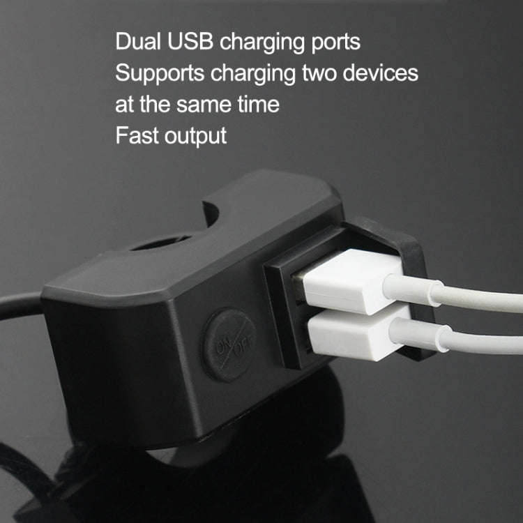 Motorcycle Dual USB Mobile Phone Charger 5V 3A Fast Charging(Black)