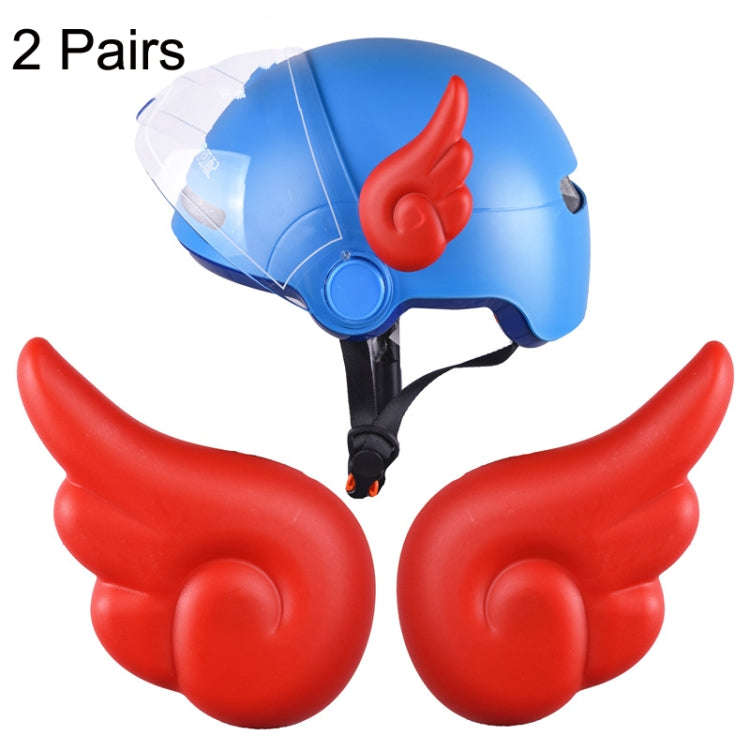 2 Pairs Motorcycle Helmet Angel Wings Decoration(Red)