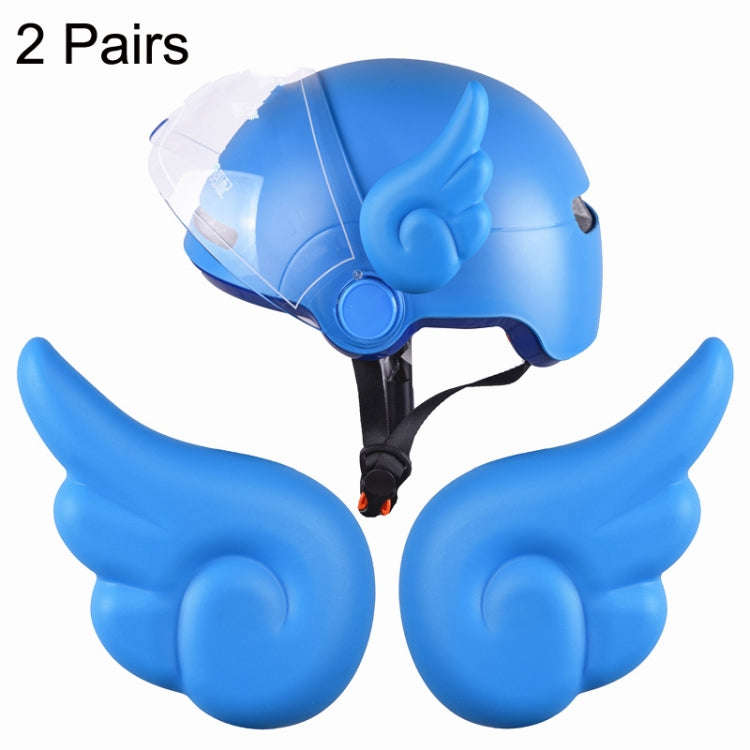 2 Pairs Motorcycle Helmet Angel Wings Decoration(Blue)