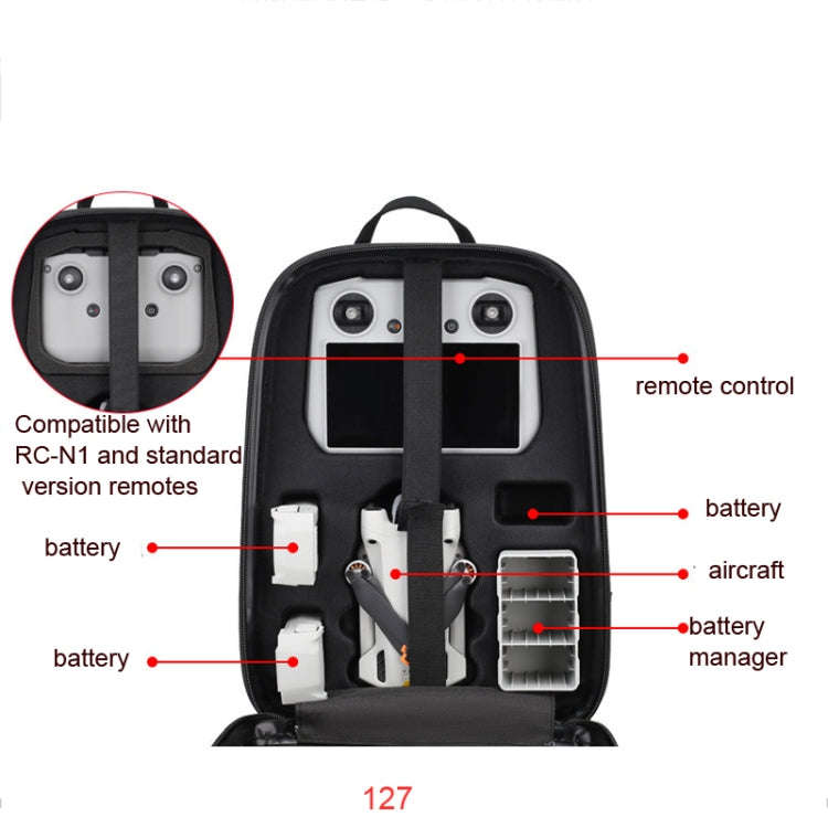 Waterproof Compression Hard Shell Backpack for DJI Mini 3 Pro, Size: 127 Small(Brushed Gray)