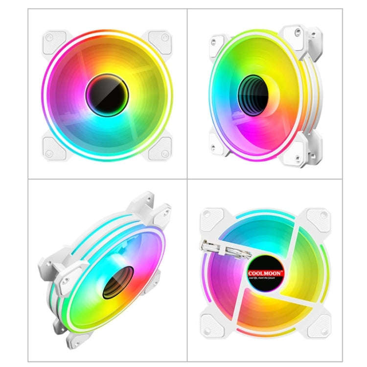 COOLMOON 12cm Infinity Lens Computer Cooling Fan PWM ARGB Chassis Cooling Fan(White)