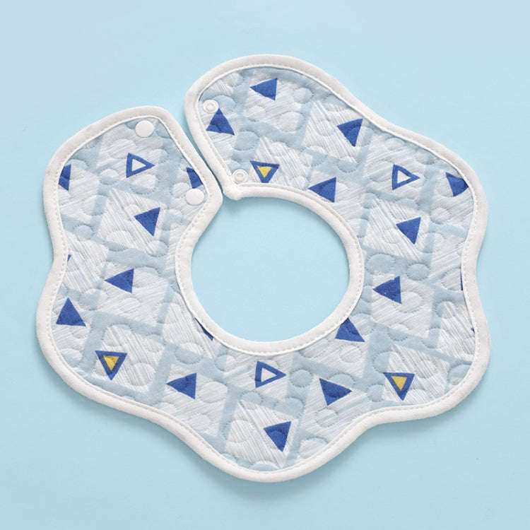 2 PCS Thin Cotton Gauze Waterproof Soft 360 Degree Rotating Baby Bib(Blue Triangle)