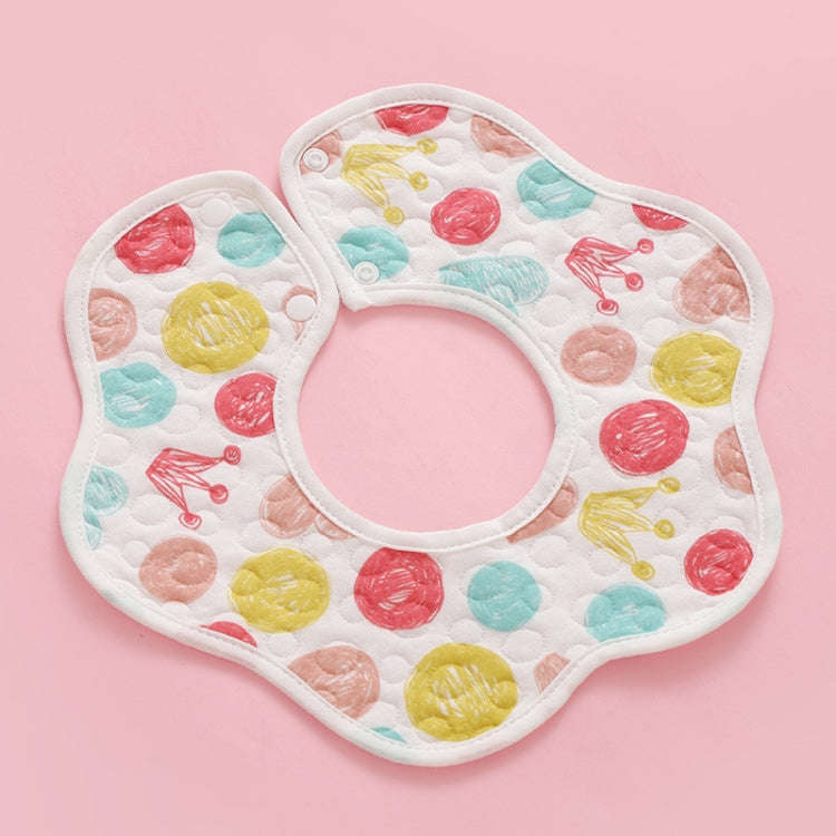 2 PCS Thin Cotton Gauze Waterproof Soft 360 Degree Rotating Baby Bib(Coil Crown)