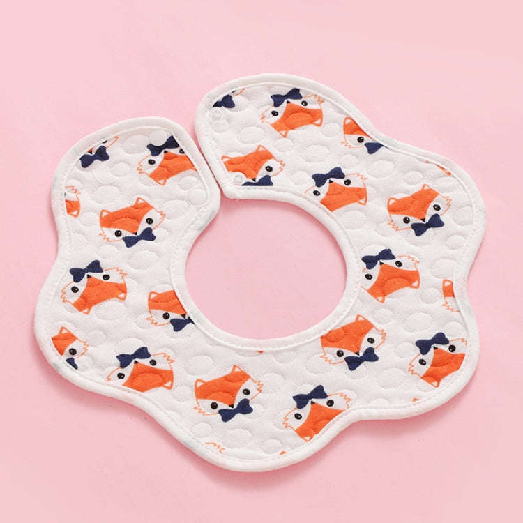2 PCS Thin Cotton Gauze Waterproof Soft 360 Degree Rotating Baby Bib(Fox)