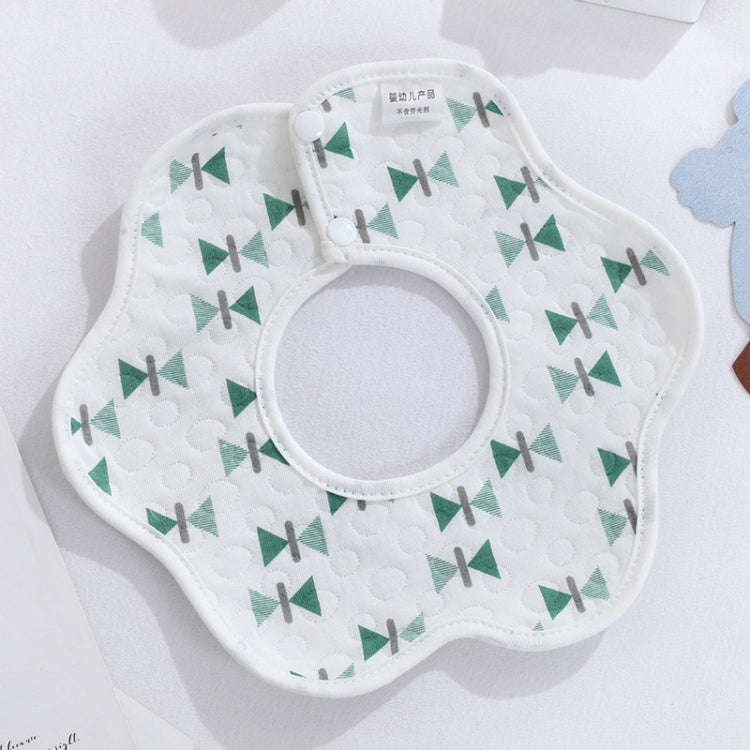 2 PCS Thin Cotton Gauze Waterproof Soft 360 Degree Rotating Baby Bib(Green Triangle)