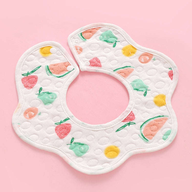 2 PCS Thin Cotton Gauze Waterproof Soft 360 Degree Rotating Baby Bib(Fruit Paradise)